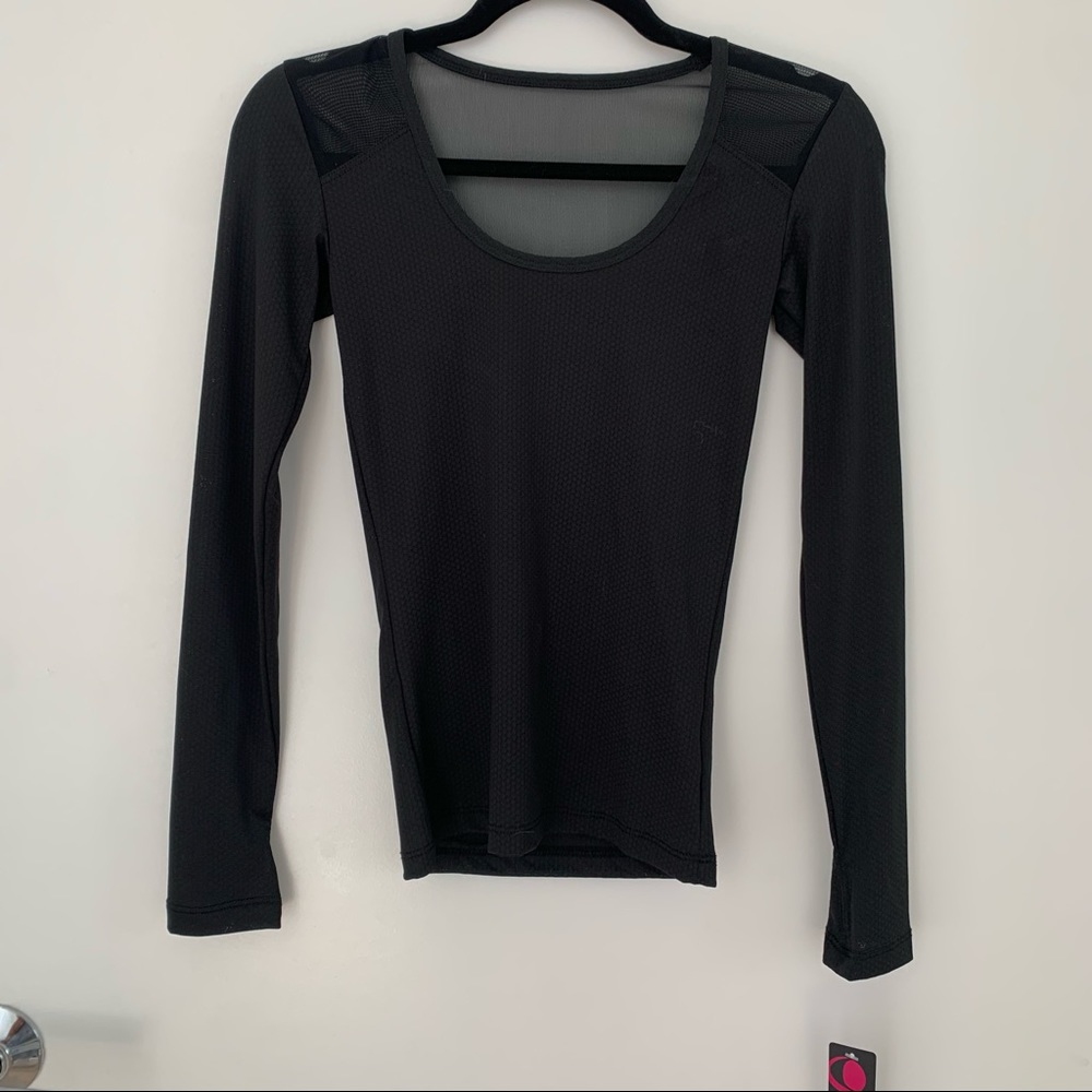 Chill By Will, black long sleeve top with mesh panels, size 1